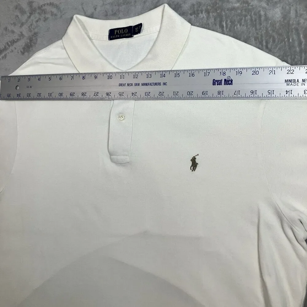 Polo Ralph Lauren Polo Shirt Mens XLT Cream Cotton Flesh Pony Classic Preppy